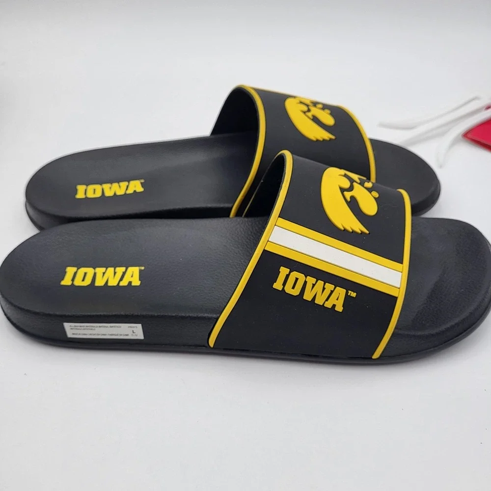 Iowa‎ Hawkeyes Molded Slides FOCO Men's Large 11-12 Black Team Stripe